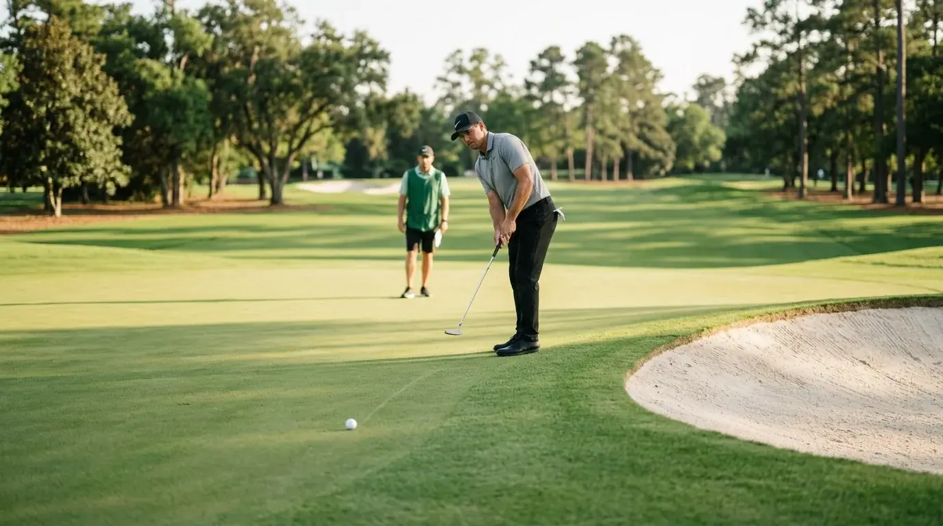 Golfspieler beim Putten auf dem Grün während eines PGA-Tour-Turniers
